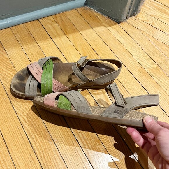 Cute Women's Sandals - El Naturalista - Green and Pink - Size 8.5 - Picture 3 of 12